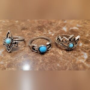 Silver and Turquoise Ring Set